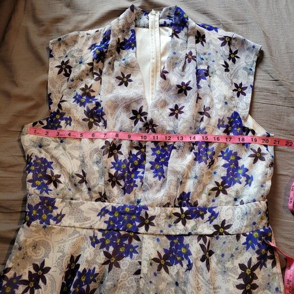 Sz 16 Ricki's Floral High Collar A-line Dress - Picture 7 of 8